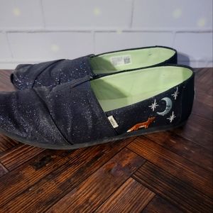 Toms Shoe Sz 8 Sparkle Fox Moon Blue SlipOns
